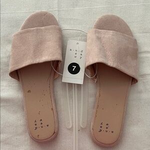 a new day Blush Pink Suede Slide Sandals